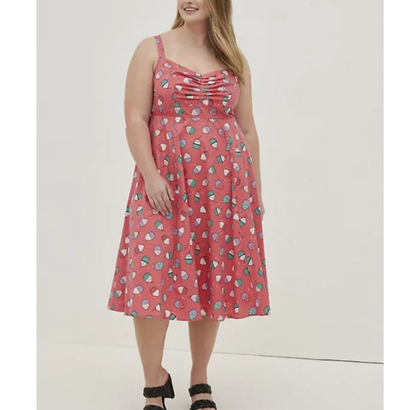 torrid Dresses & Skirts - TORRID 2X SWEETHEART FIT & FLARE MIDI DRESS - POPLIN CUPCAKE PINK
